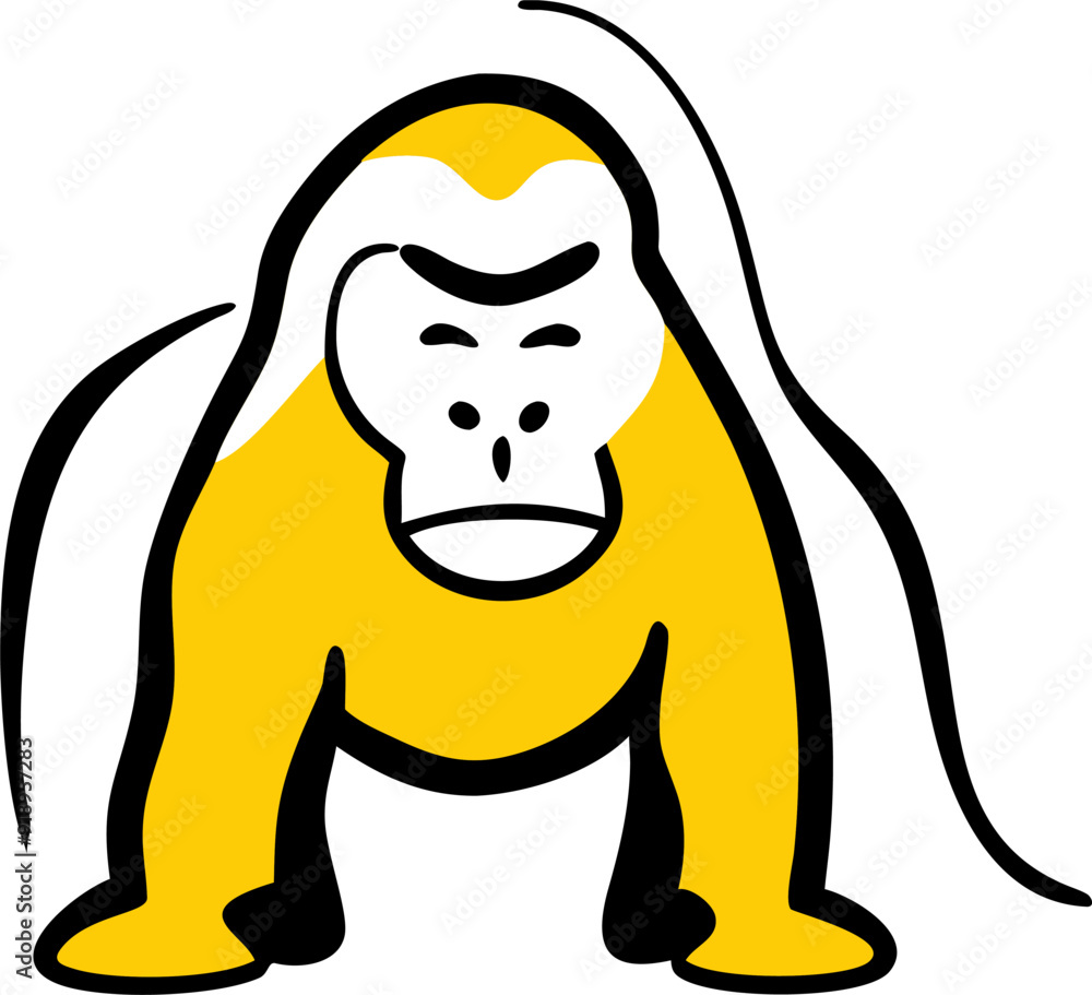 Obraz premium gorilla, icon doodle fill