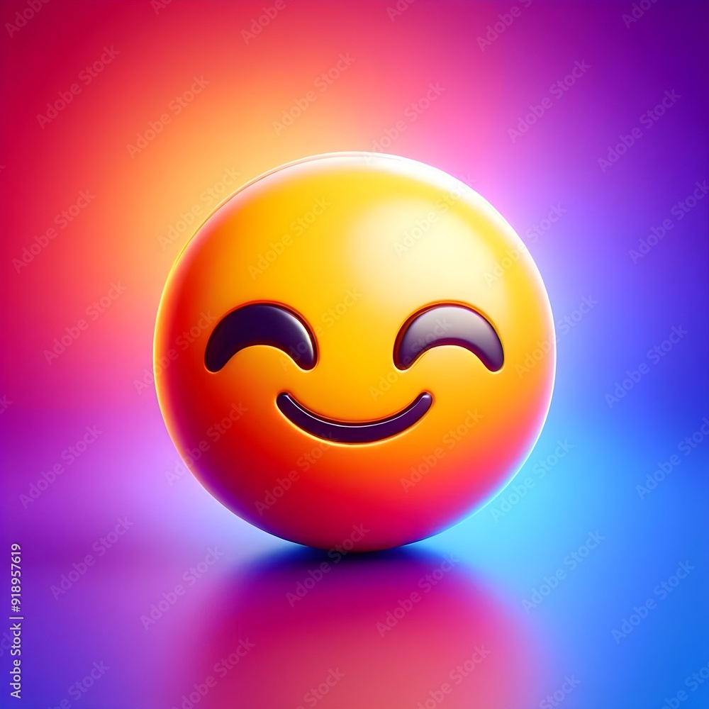 Vibrant 3D joyful emoji on a colorful gradient backdrop Vibrant 3D joyful emoji on a colorful gradient backdrop