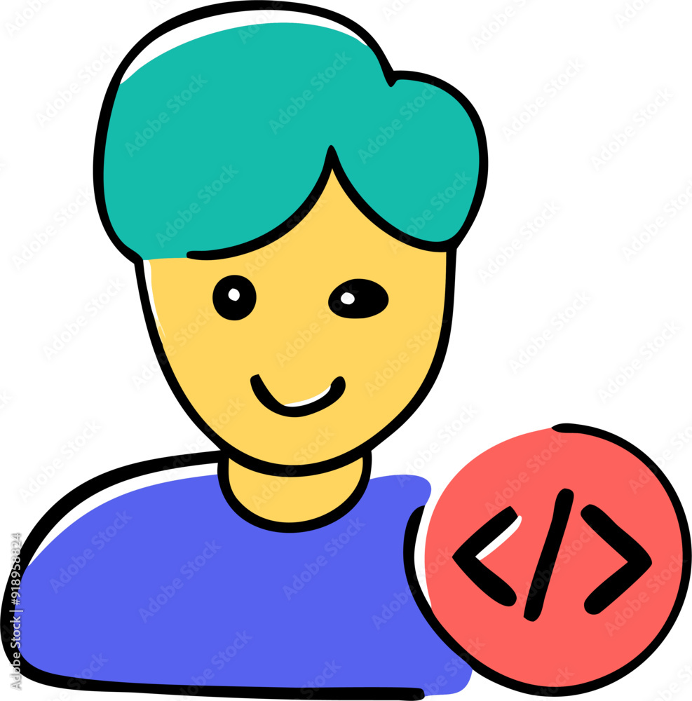 a male programmer, icon doodle offset fill a male programmer, icon doodle offset fill