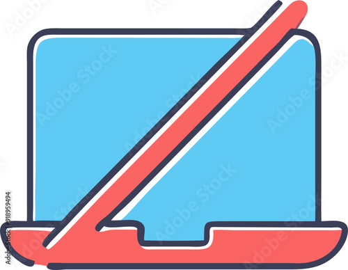 no laptop clean black and white icon, icon offset fill