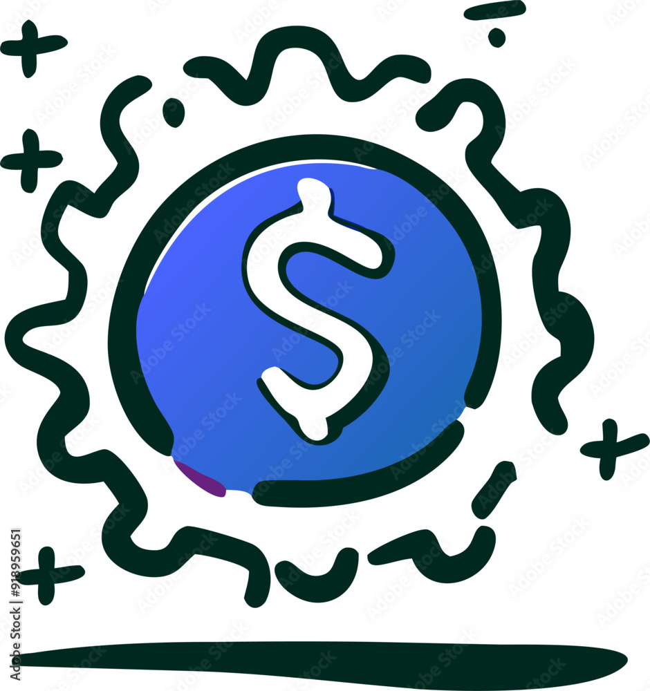 Naklejka premium the optimal price, icon doodle offset fill