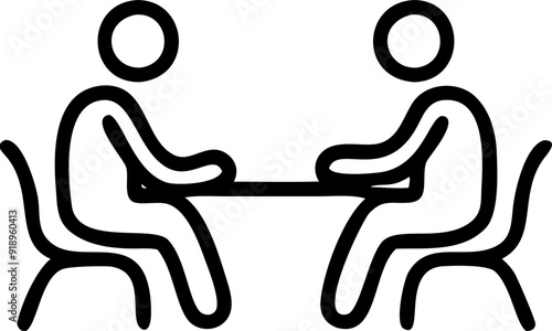 coworking space with 2 people working on their laptops, icon outline