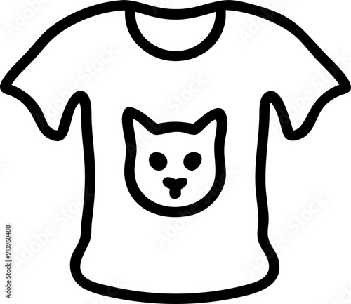 cat typography t-shirt design, icon outline