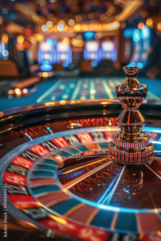 A roulette wheel spins with the ball in motion, ready to land on a winning number A roulette wheel spins with the ball in motion, ready to land on a winning number