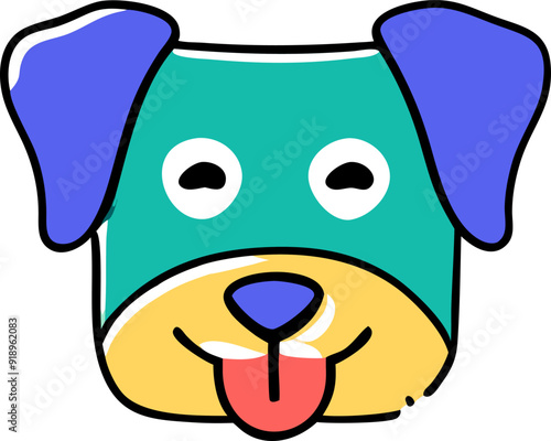 happy dog, icon doodle offset fill