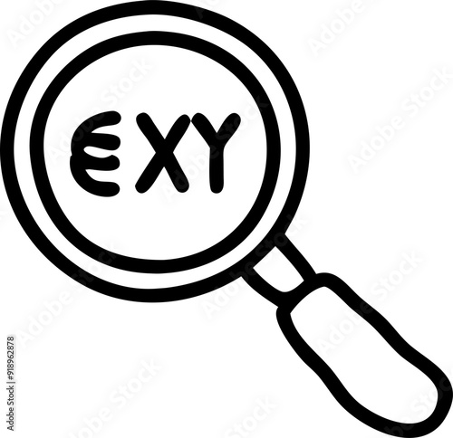 image a magnifying glass focusing on a single word or phrase, surrounded by extraneous text, icon