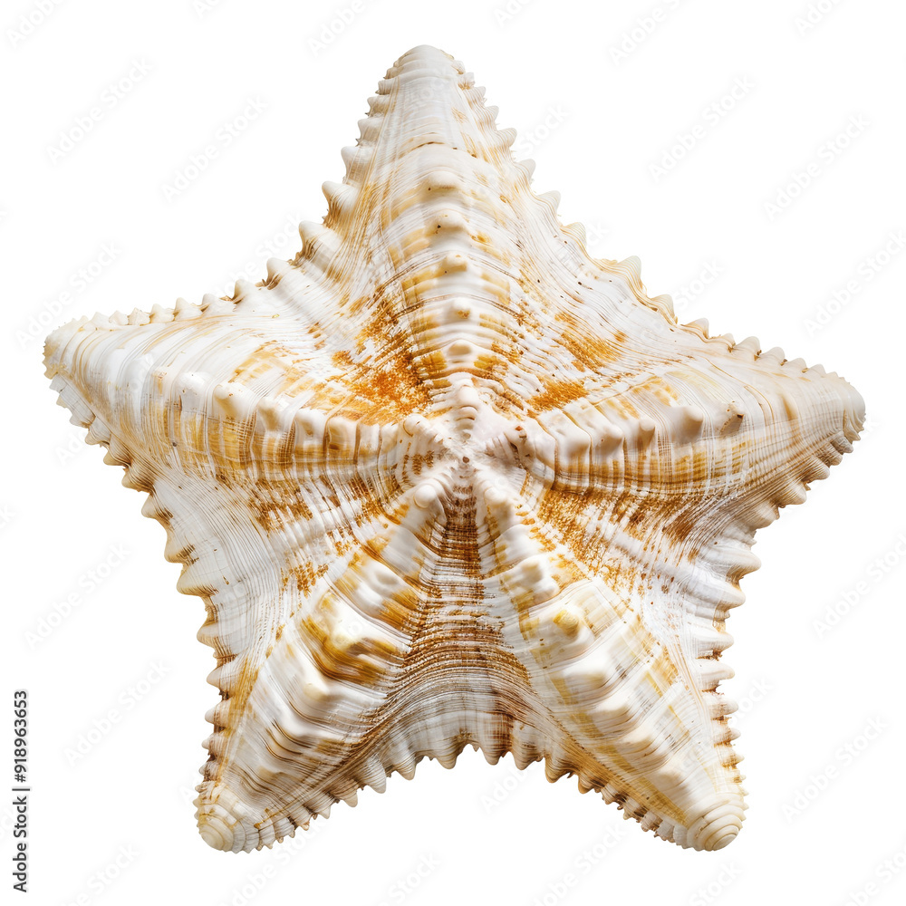 Obraz premium Isolated Star Shell with Intricate Patterns and Textures Without Background.