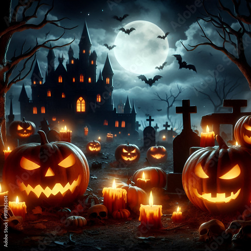 Happy Halloween Orange Background poster photo