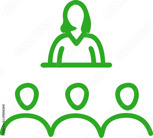 lecturer women in front of the audience, icon outline
