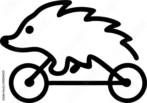 i want a logo of a hedgehog on a bike, icon outline