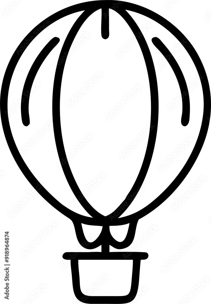 a simple hot air baloon without any details coloring page, icon outline a simple hot air baloon without any details coloring page, icon outline