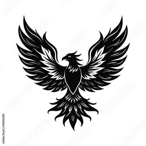 silhouette eagle with fire wings