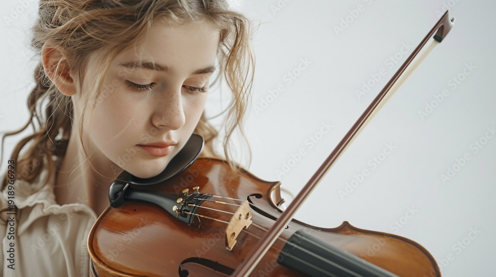 Captivating, gorgeous young lady playing violin in a solo setting ...