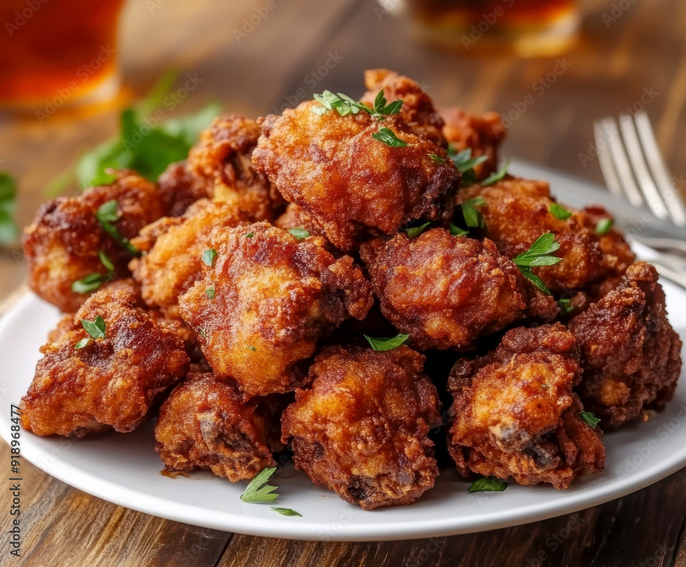 golden, brown, crispy fried pork. AI generative golden, brown, crispy fried pork. AI generative