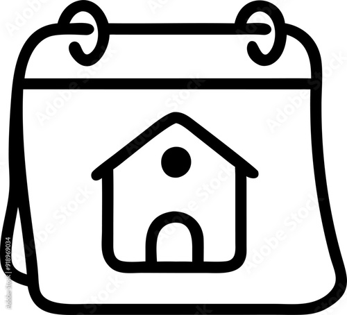 a calendar with a house, icon outline