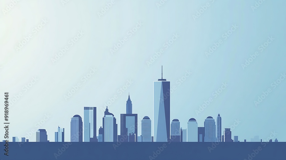 New York Skyline Silhouette in Blue Hues New York Skyline Silhouette in Blue Hues