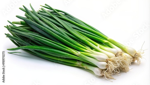 Fresh green onions on a white background, vegetables, spring onions, organic, farm fresh, ingredients, cooking, healthy, produce