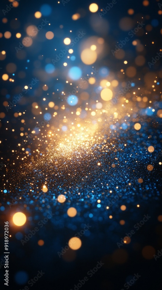 Fototapeta premium A blue and gold background with many small dots