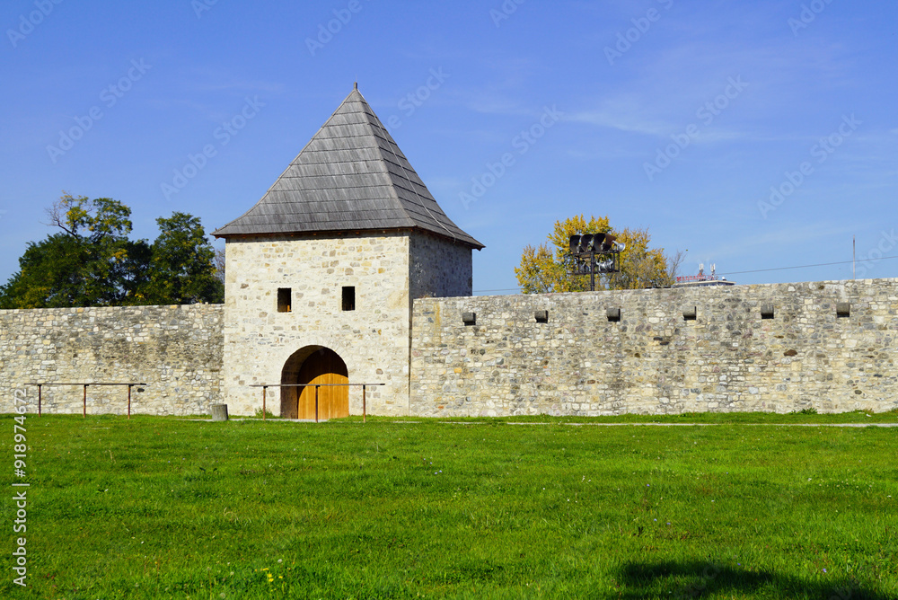 Fototapeta premium One of the towers of the Kastel fortress, built in the center of Banja Luka - the capital of Republika Srpska. Architecture left over from the Ottoman Empire in Bosnia and Herzegovina.