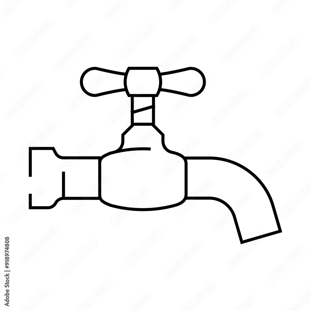 house faucet water line icon vector. house faucet water sign. isolated contour symbol black illustration house faucet water line icon vector. house faucet water sign. isolated contour symbol black illustration