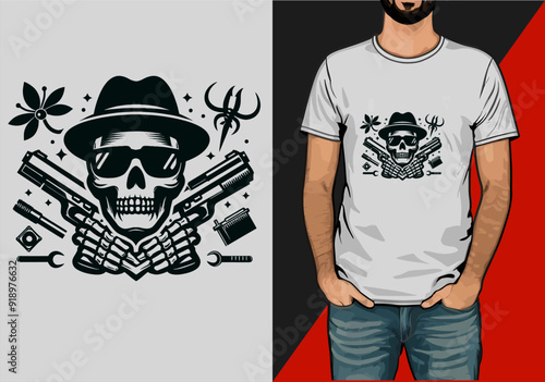  Retro gangster mafia logo and vector t-shirt design
