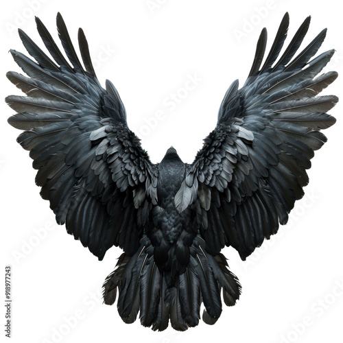 Black eagle spread the wings isolated on a transparent background for web, banner, wallpaper