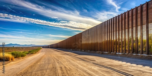 Barrier wall built along the country's border, Security, Protection, Defense, Border control