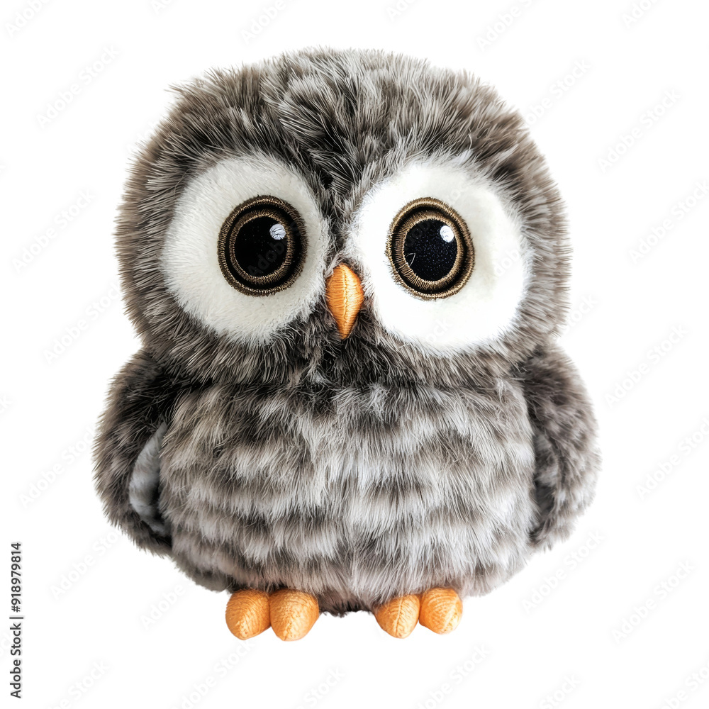 Obraz premium Cute Soft Plush Owl Toy Isolated Without Background.