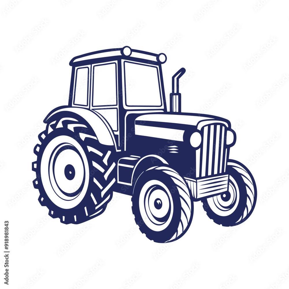 Naklejka premium Farm tractor silhouette Vector design illustration template