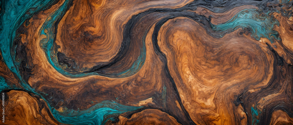 Rich Wood Grain with Blue Accents Rich Wood Grain with Blue Accents