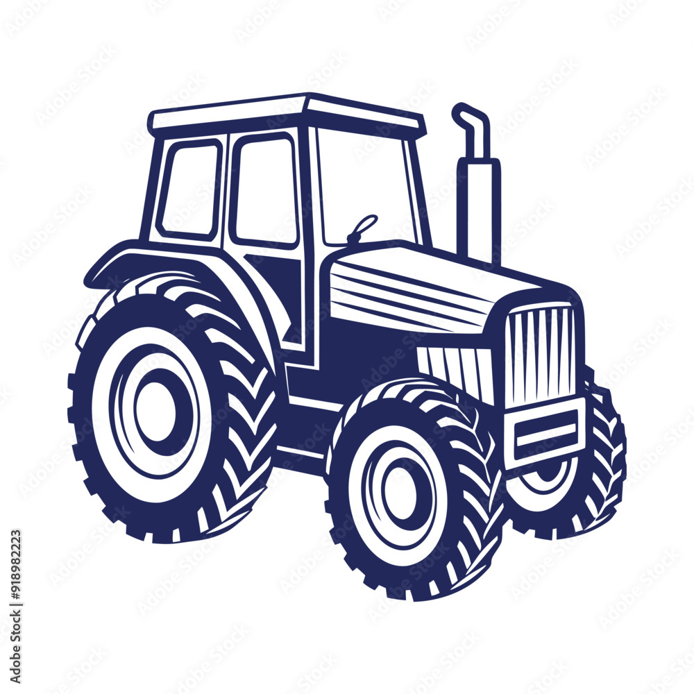 Obraz premium Farm tractor silhouette Vector design illustration template