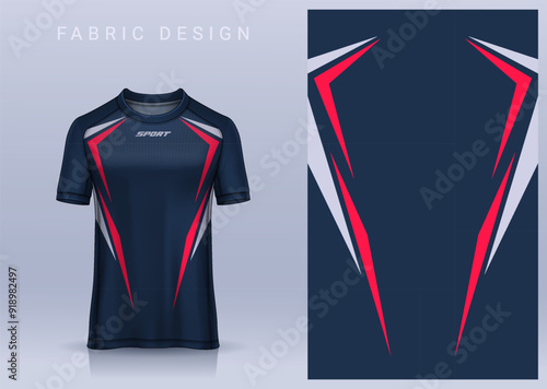 Fabric textile design for Sport t-shirt, Soccer jersey mockup for football club. uniform front view.