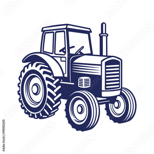Farm tractor silhouette Vector design illustration template