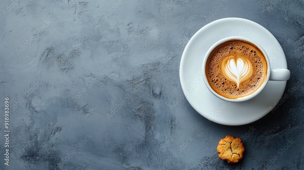 Top view of an espresso with a cookie, space for text or logos Top view of an espresso with a cookie, space for text or logos