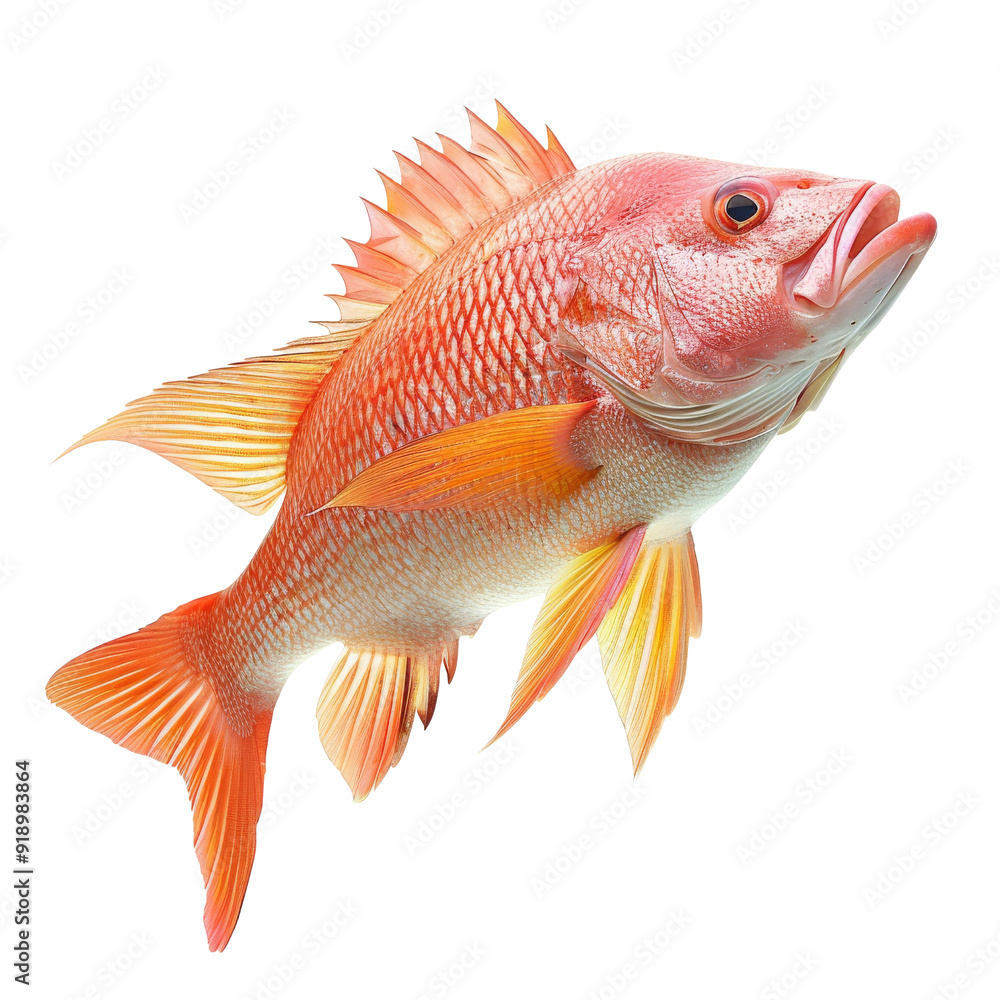 Isolated Image of a Vibrant Snapper Fish with Bright Coloration. Isolated Image of a Vibrant Snapper Fish with Bright Coloration.