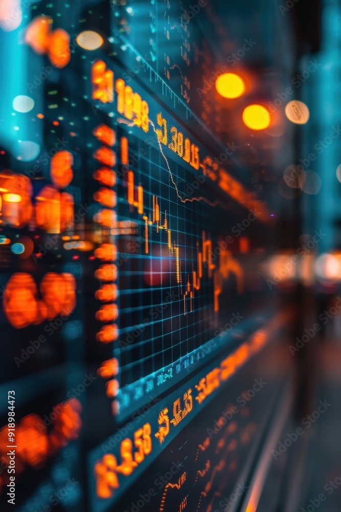 Financial Data Display at Night Financial Data Display at Night