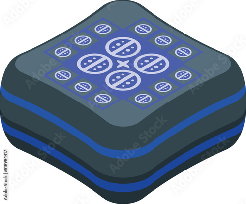 Mining farm generating cryptocurrency with an asic processor showing hashrate with a blue light