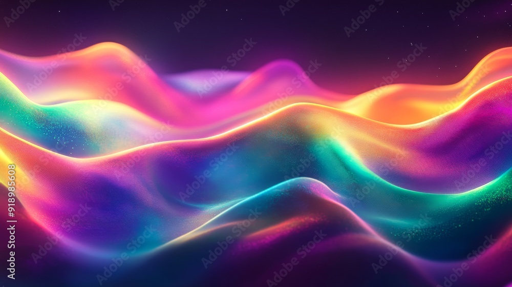 Obraz premium Abstract Wavy Pattern with Rainbow Hues and Glittering Effect