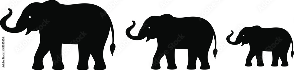 Fototapeta premium King of Black Elephant Silhouette