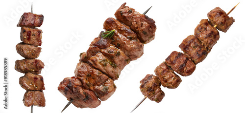 Grilled Meat Skewers on Transparent Background