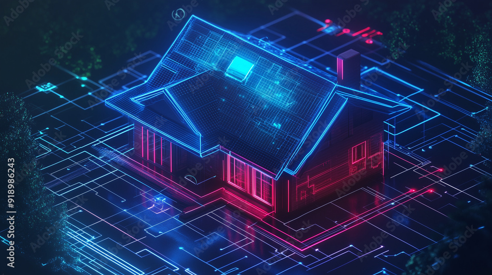 Depicting a Futuristic Smart Home Environment with AI Managing Energy Usage and Security Depicting a Futuristic Smart Home Environment with AI Managing Energy Usage and Security