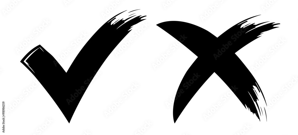Fototapeta premium Do and dont sign black color flat style isolated on white background vector 10 eps