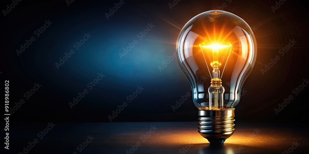 Bright and glowing light bulb against a dark black background, illumination, creativity, idea, innovation Bright and glowing light bulb against a dark black background, illumination, creativity, idea, innovation