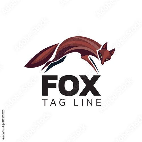 Fox logo design. Orange abstract and luxury icon. Classic round dog monogram for company. Icon, sign, branding, symbolic vector illustration isolated on white background.