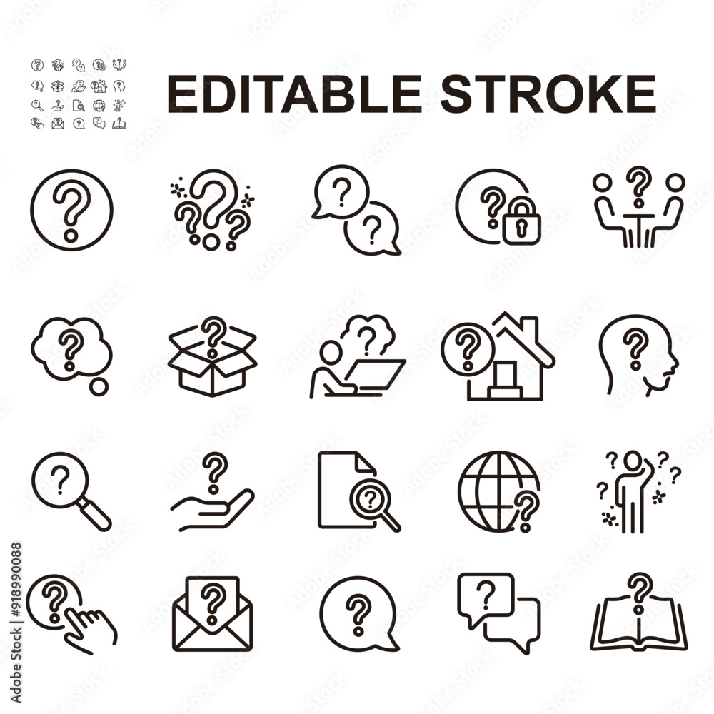 Question mark icon set. Vector illustration in modern thin line style. Question mark icon set. Vector illustration in modern thin line style.
