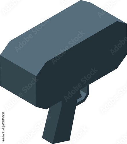 Isometric style illustration of a money gun shooting cash