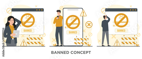 Banned blocked user account concept illustration 