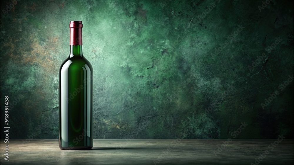 A dark green bottle of red wine on a textured dark background, red wine, bottle, wine bottle, dark green A dark green bottle of red wine on a textured dark background, red wine, bottle, wine bottle, dark green