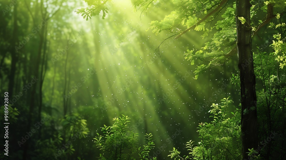 Fototapeta premium Sunlight Through Lush Forest Canopy