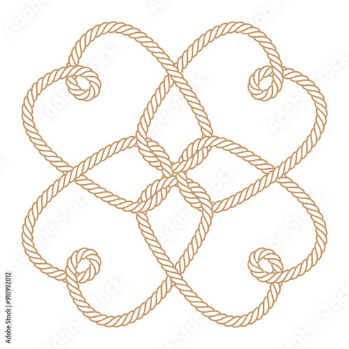 Vector symbol. Intertwined rope line cloverleaf. Isolated on white background